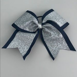 navy and silver sparkly bow